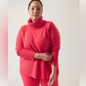 Athleta Cashmere Wool Alpine Turtleneck Sweater Barbie Pink